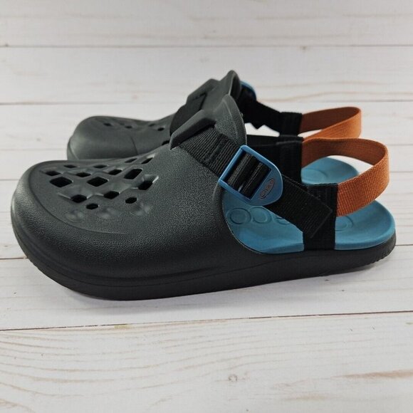 Chaco Chillos Clogs Rubber Youth 6 Black Orange Rubber Strapback - Picture 2 of 12